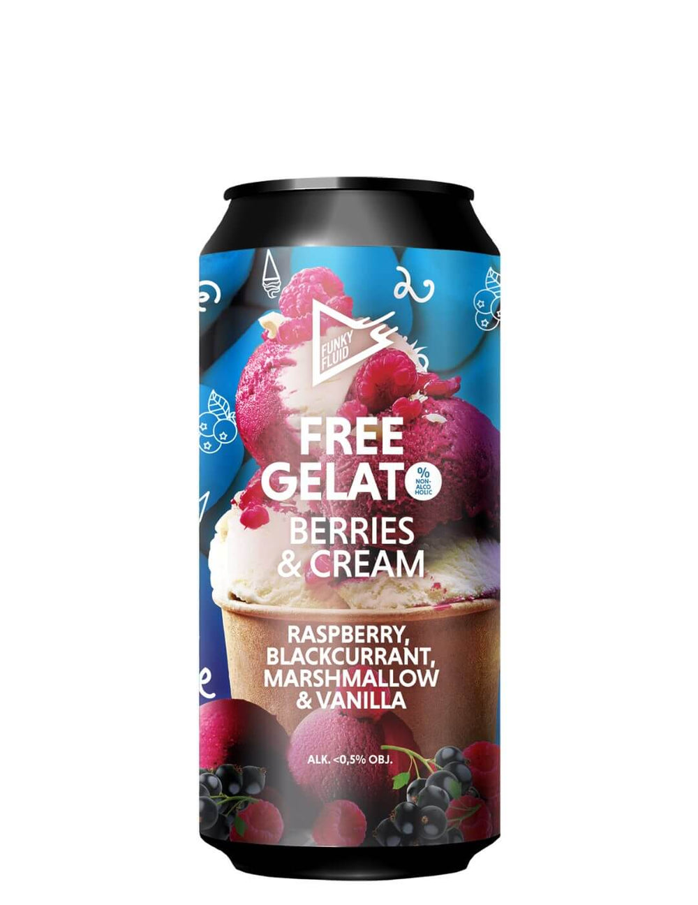 Bière Funky Fluid Free Gelato Berries & Cream sans alcool 0,5%